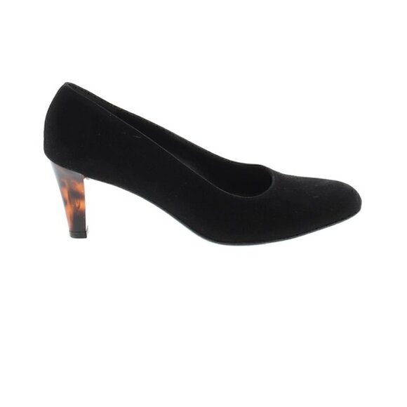 Salvatore Ferragamo Heels 7B Black Nero Suede Turtle Shell Brown - Picture 3 of 11